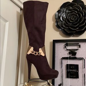 ***SOLD***Sexy chocolate faux suede long boots **SOLD**